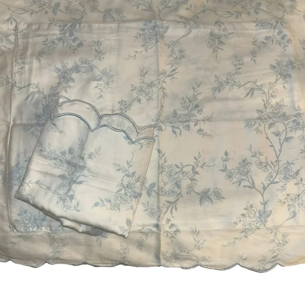 Schweitzer Linens blue floral embroidered scallop 2 mini 15x11 pillow cases